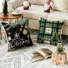Merry Christmas Trees Snowflake Star Throw Pillow Covers, 18 x 18 Inch Xmas Balls Green Polka Dot Plaid - 3 of 4