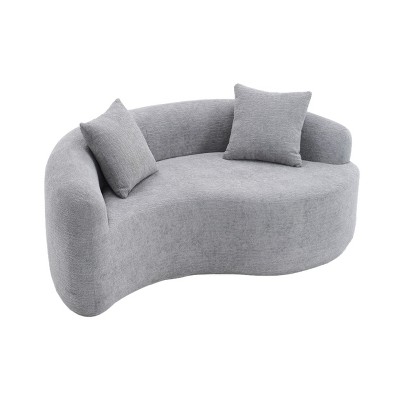 Dolonm S-Curved Chenille Sectional Sofa - Dual-Depth (21.3" & 26.8"), No Assembly, Compact for Small Spaces, Yin-Yang Design, Includes Pillows