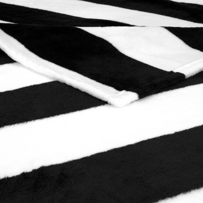Black and White Striped Fleece Throw Blanket