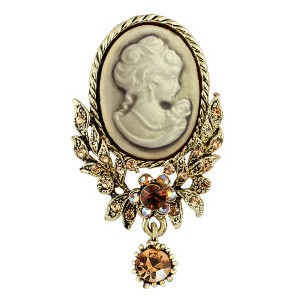 Anna-Kaci Women's Gothic Victorian Maiden Black Cameo Pendant Drop Rhinestone Crystal Charm Brooch Pin - 1 of 4