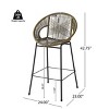 42''H Outdoor Armless Height Bar Stools Set of 2,Wicker Patio Barstool with Footrest,Metal Woven Back Bar Chairs for Garden,Balcony-Coolbibila - 4 of 4