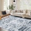 8'x10' Washable Floral Living Room Rugs, Distressed Chenille Non Slip Bedroom Carpet, Retro Accent Large Throw Rugs for Dining Room Kitchen, Grey - 2 of 4