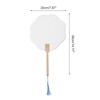 Unique Bargains Portable Double-Sided Long Handle Round Xuan Paper Folding Fan 1Pc - 2 of 4