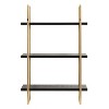 Kate & Laurel All Things Decor 20"x30" Leigh Wood and Metal Wall Shelf Black: Luxury Glam Style, 3-Tier Hanging Storage - 3 of 4