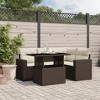 vidaXL 5 Piece Patio Sofa Set with Cushions Brown and Cream Poly Rattan - Without Storage - 2 of 4