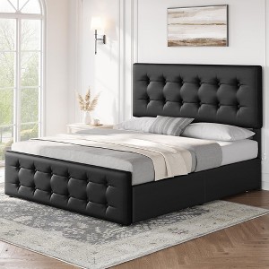 Bed Frame with 4 Storage Drawers and Headboard - 1 of 4