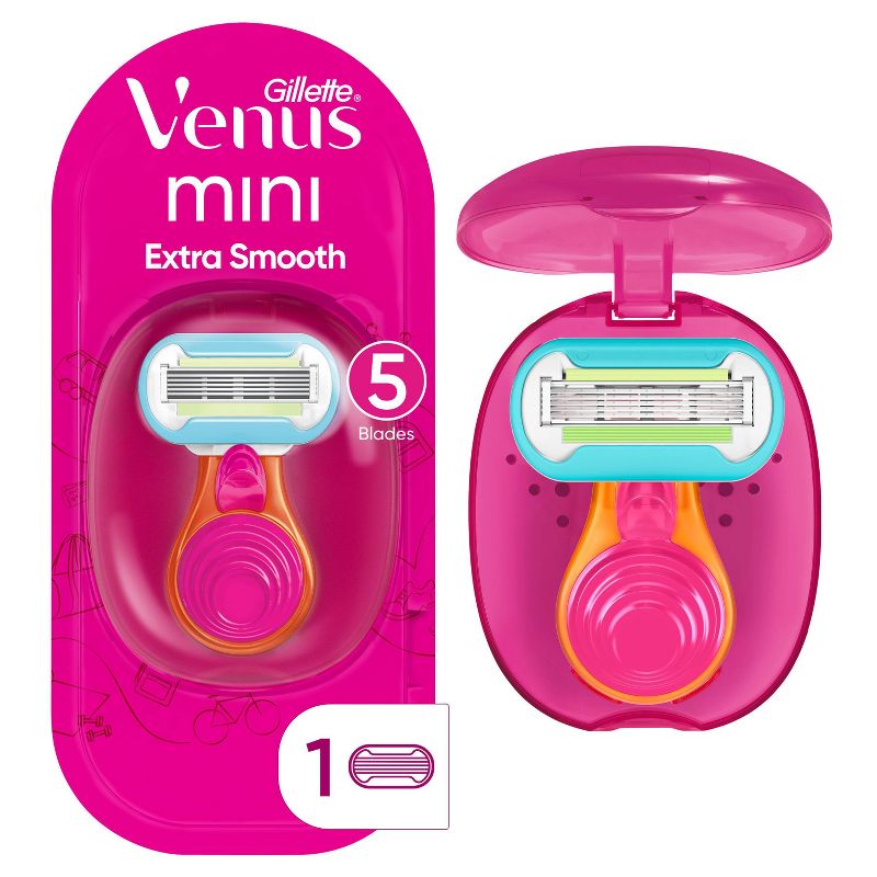 Venus Mini Extra Smooth On The Go Women&#39;s Razor + 1 Razor Blade Refill + 1 Travel Case - Trial Size, 1 of 17