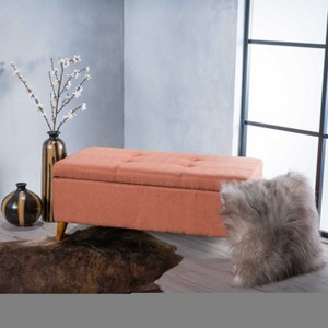 CAVINAS Polyester Fabric Storage Ottoman Bench with Tufted Top,Upholstered Storage Ottoman,Storage Bench for Living Room,Bedroom - 1 of 4