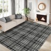 Modern Rug Washable Rug Buffola Plaid Rug for Living Room, Neutral Rug Non Slip, Low Pile Thin Rug, Distressed Soft Rug, Indoor Foldable Printed Rug - 2 of 4