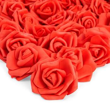 Juvale 100 Pack Red Foam Roses, 3 Inch Stemless Artificial Flowers for Crafts, Wall Decorations, Wedding Receptions, Faux Bouquets, Spring Decor