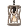 LNC Quaint 1-Lights Farmhouse Cylinder Mini Pendant  Lights, Distressed Greyish White Wood and Rustic Bronze,6.1in/6.5in - 4 of 4