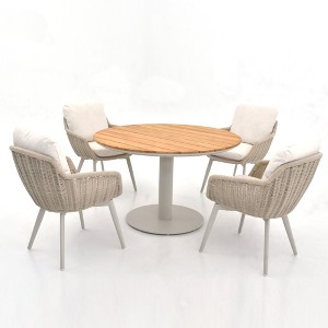 Decksplore 5 Piece Patio Dining Table Set Dining Furniture ALU Small Round Outdoor Table and 4 Chairs with cushion for Kitchen - 1 of 4