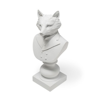 HomeRoots 13" White Resin Fox Bust Tabletop Sculpture