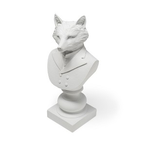 HomeRoots 13" White Resin Fox Bust Tabletop Sculpture - 1 of 4