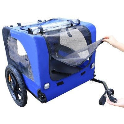 Folding Pet Bike Trailer, Pet Carrier Wagon With Folding Frame And 16 Inch Wheels Carrier Folding Pet Carrier Wagon For Small Medium Large Size Dogs