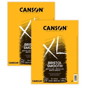 Canson XL Series Bristol Pad, Smooth Finish, Foldover Binding, 25 Sheet, 9x12 inch, Pack of 2 - 1 of 4