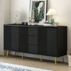 Modern Cabinet with Geometric Design, Metal Legs, & Central Drawers - For Home Offices, Entries, & Living Rooms - 2 of 4