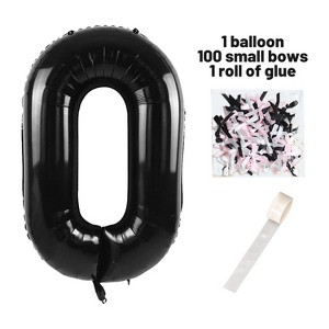 Aghana Digitals 40 Inch Aluminum Black Number Balloon Set with Bow Ribbon & Glue Point - 1 of 3