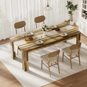 71" Rustic Brown Farmhouse Dining Table for 6-8 – Heavy-Duty Rectangular Kitchen Table with Thick Finger-Jointed Wood Top - 1 of 4