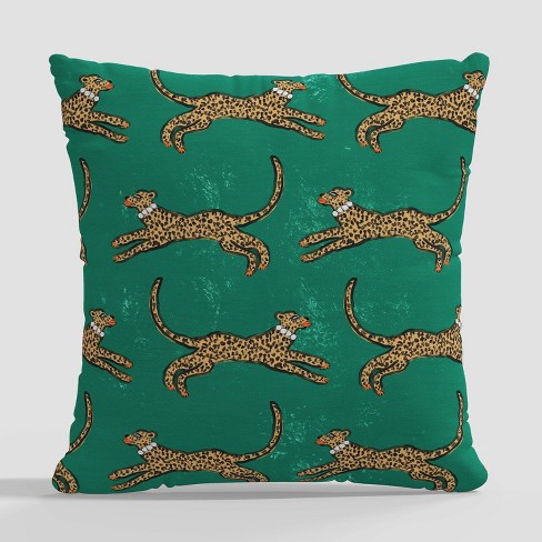 Cheetah Print Square Throw Pillow Green by Kendra Dandy - Cloth & Company - image 1 of 3