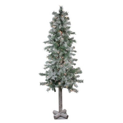 Northlight 5' Prelit Artificial Christmas Tree Lightly Flocked Glittered Woodland Alpine - Clear Lights