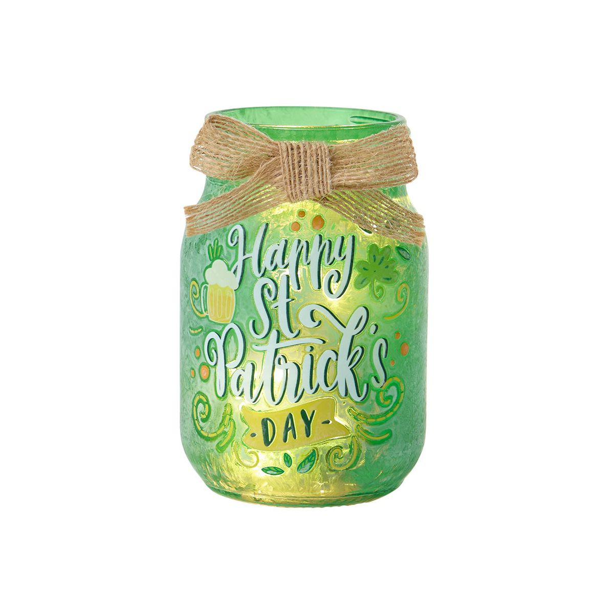 The Lakeside Collection St Patrick's or Valentine's Fairy Light Mason Jar - - thumbnail 8