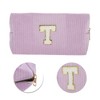 Unique Bargains Corduroy Rectangular Letter Makeup Bag Pink Purple 1 Pc - 4 of 4