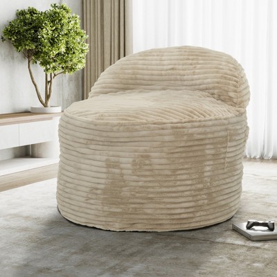 Convertible Memory Polyester Bean Bag Chair, 2-in-1 Sofa Chair, Beige