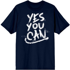 Yes You Can Gym Culture Unisex Adult Navy Blue Graphic Tee - 1 of 3