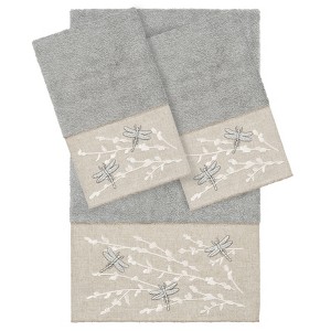 Linum Home Textiles 100% Turkish Cotton BRAELYN Embellished Towel Set - 1 of 2