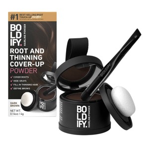 BOLDIFY Root Touch Up Powder with Brush, Covers Thinning Hair & Grays, Water-Resistant - Dark Brown - 1 of 4