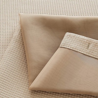 Mocha Waffle Weave Fabric Shower Curtain with Detachable Liner