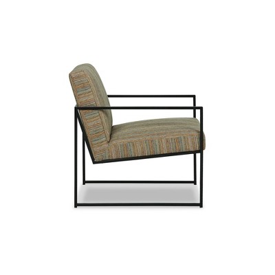 Contemporary Aniak Velvet Accent Chair in Blue and Beige
