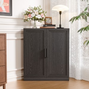 36 in. Tall Wood Grain Corner Storage Cabinet in Natural Wood Color, Storage Organizer with Adjustable Shelves for Bedroom Living/Dinning Room - 1 of 4