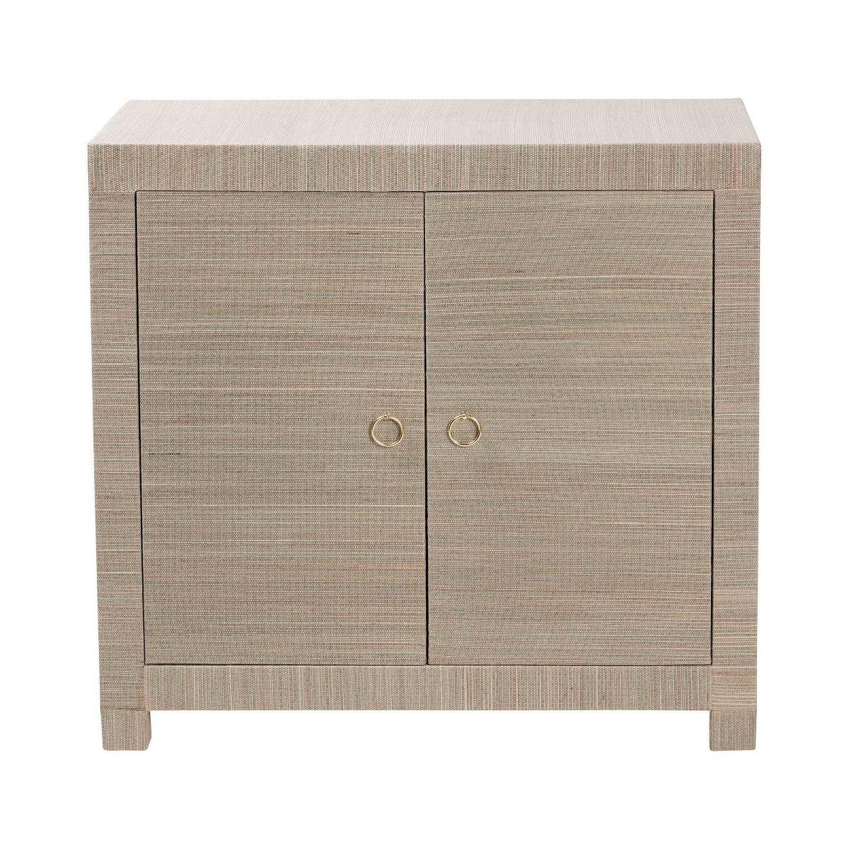 bali & pari Halen Natural Grasscloth Storage Cabinet Beige - thumbnail 3