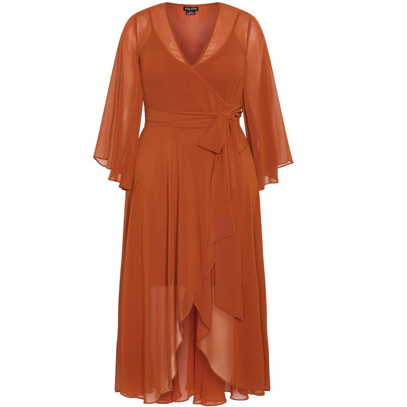 Women's Plus Size Fleetwood Maxi Dress - ginger | CITY CHIC, 4 of 6