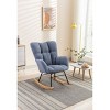 Tufted Teddy Fabric Rocking Nursery Chair with Wide Back and Wooden Legs,Upholstered Glider for Living Room or Bedroom-Baofuwish - 2 of 4