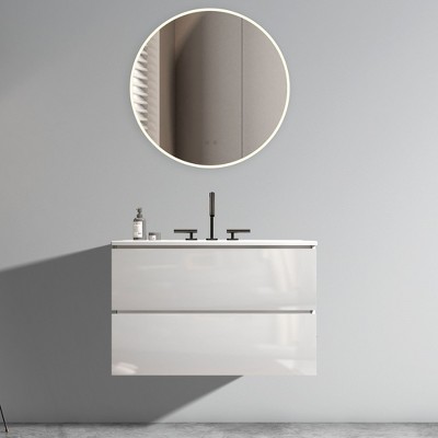 NicBex Floating Bathroom Vanity with Sink and Faucet Holes,Bathroom Sink Vanity with 2 Drawers,Oak/Walnut/White/Gray