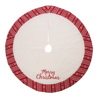  48" Merry Christmas Fleece Christmas Tree Skirt White - Glitzhome 