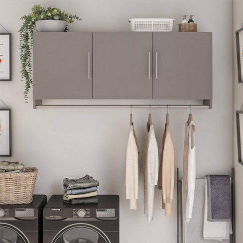 Room & Joy Camberly 3 Door Wall Cabinet with Hanging Rod Graphite Gray