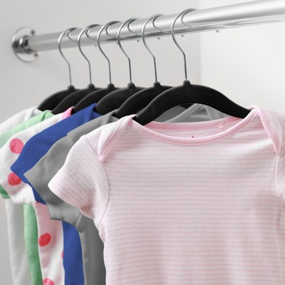 Black Velvet Non-Slip Baby Clothing Hangers, Set of 100
