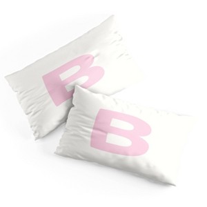 Deny Designs King April Lane Art Block Pink Monogram B Microfiber Printed Pillow Sham - 1 of 3