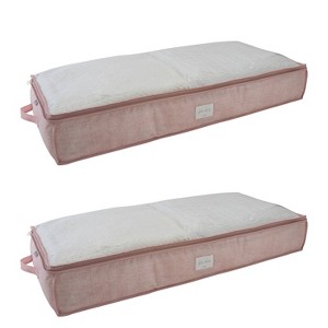 Simplify 40'' x 18'' x 6'' 2pk Under Bed Storage Bags Blush: Underbed Storage Containers with Handles, Folds Flat for Clothing - 1 of 4