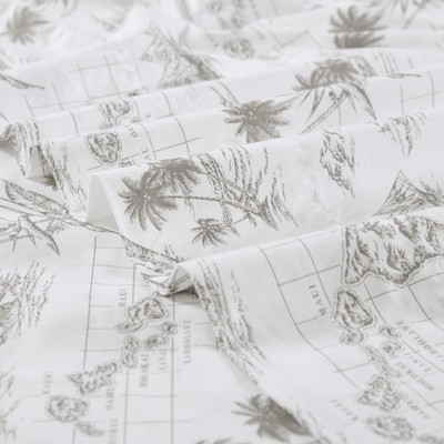 Vintage Map Print White Cotton Queen Sheet Set