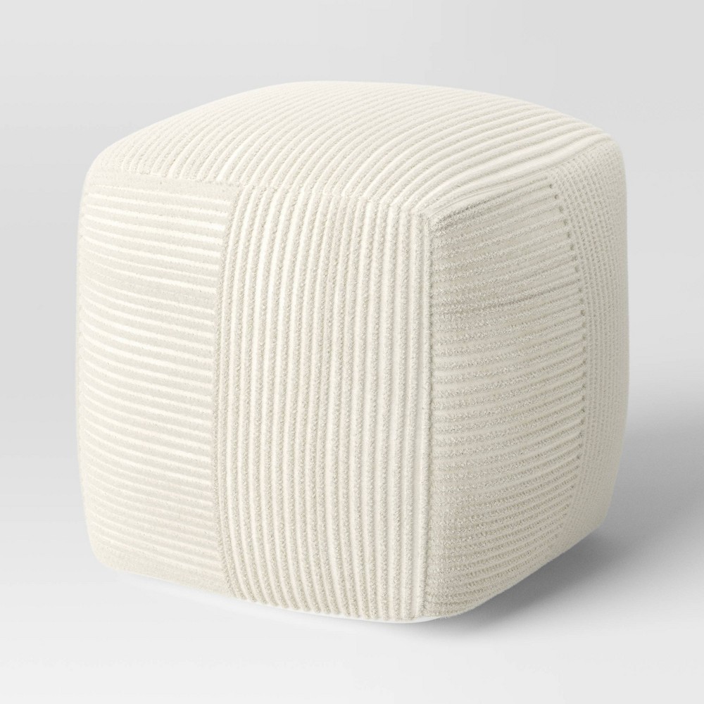 Ribbed Pouf Ottoman Cream - Room Essentials™