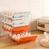 LunaLulinlk 32 Egg Trays- Egg Organizer for Refrigerator, 2-Tier Plastic Fridge Egg Storage Containers with Lid & Handle, White - 4 of 4