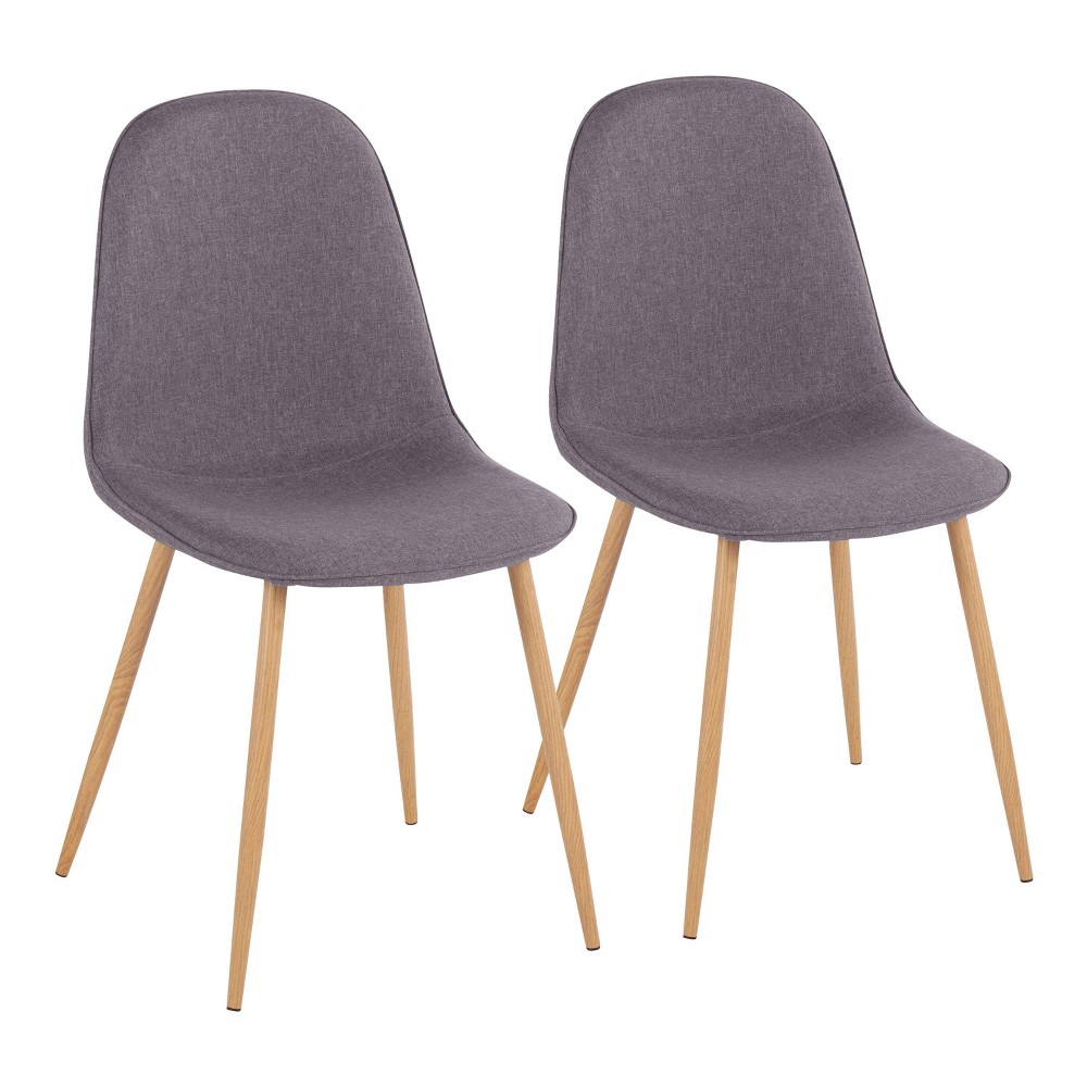 Photos - Chair Set of 2 Pebble Metal/Polyester Dining  Natural/Charcoal - LumiSourc