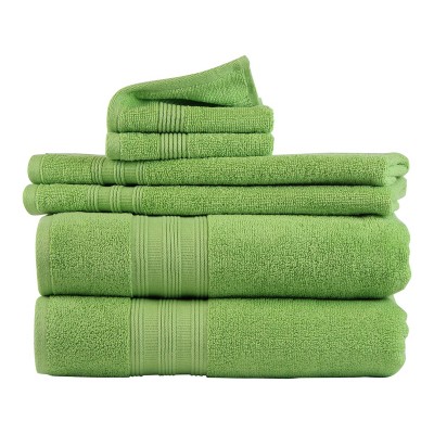 green bath towels