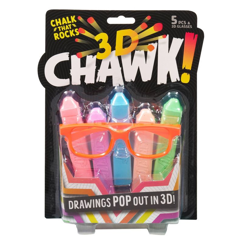Chuckle &#38; Roar 3D Chawk! Sidewalk Chalk with 3D Glasses - 5ct, 1 of 9