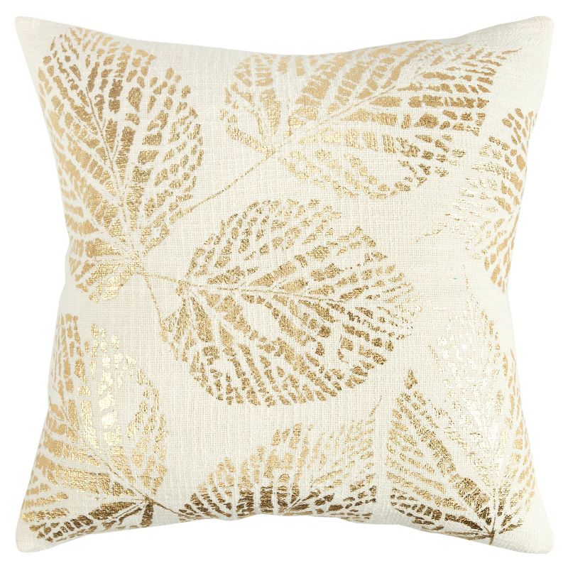 20&#34;x20&#34; Oversize Poly Filled Leaves Square Throw Pillow Gold - Rizzy Home, 1 of 7